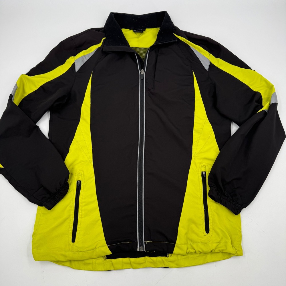 Vintage Foot Locker Jacket Mens‎ Medium Full Zip Windbreaker Black Yellow Y2K